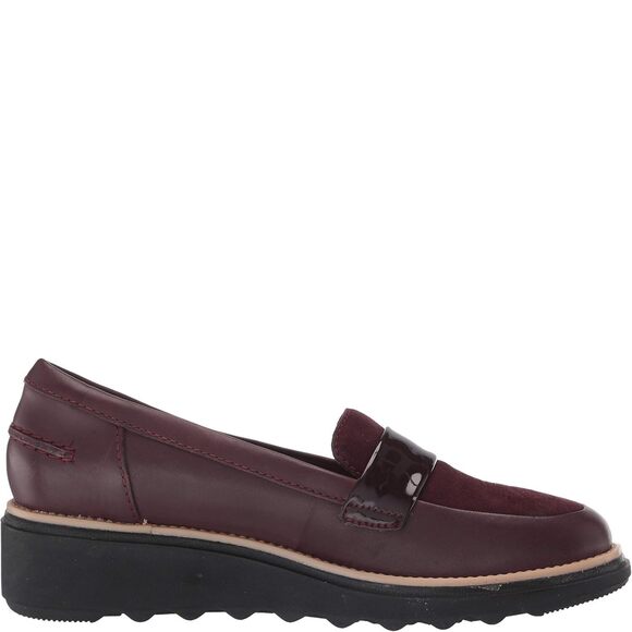 Clarks Womens Sharon Gracie Platform Loafers 6.5 M Color Burgundy - Picture 4 of 5